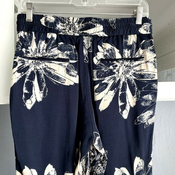 Donna Karen Floral Print Crepe De Chine Track Pant - Picture 5 of 6